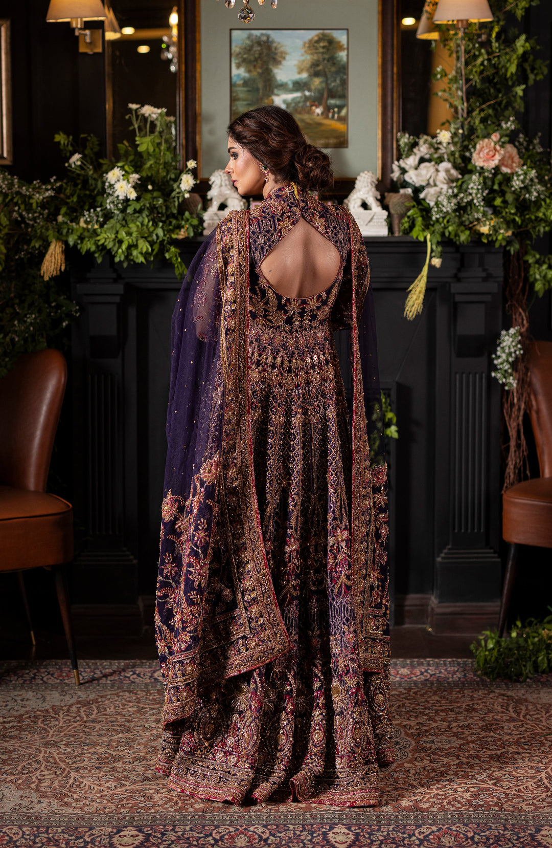 Irish Purple Pakistani Bridal Lehenga with Dupatta