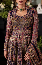 Irish Purple Pakistani Bridal Lehenga with Dupatta