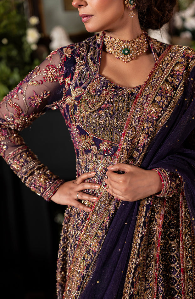 Irish Purple Pakistani Bridal Lehenga with Dupatta