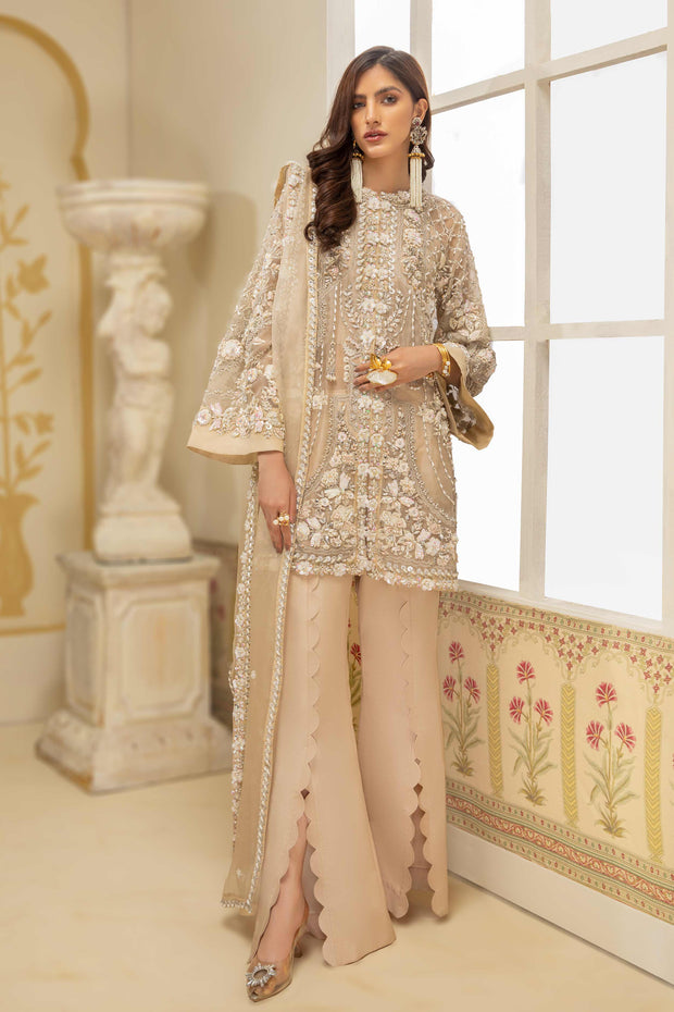 Ivory Luxe Pakistani Party Dress with Embroidery and Dupatta