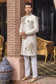 Elegant Pale Pink Raw Silk Pakistani Sherwani
