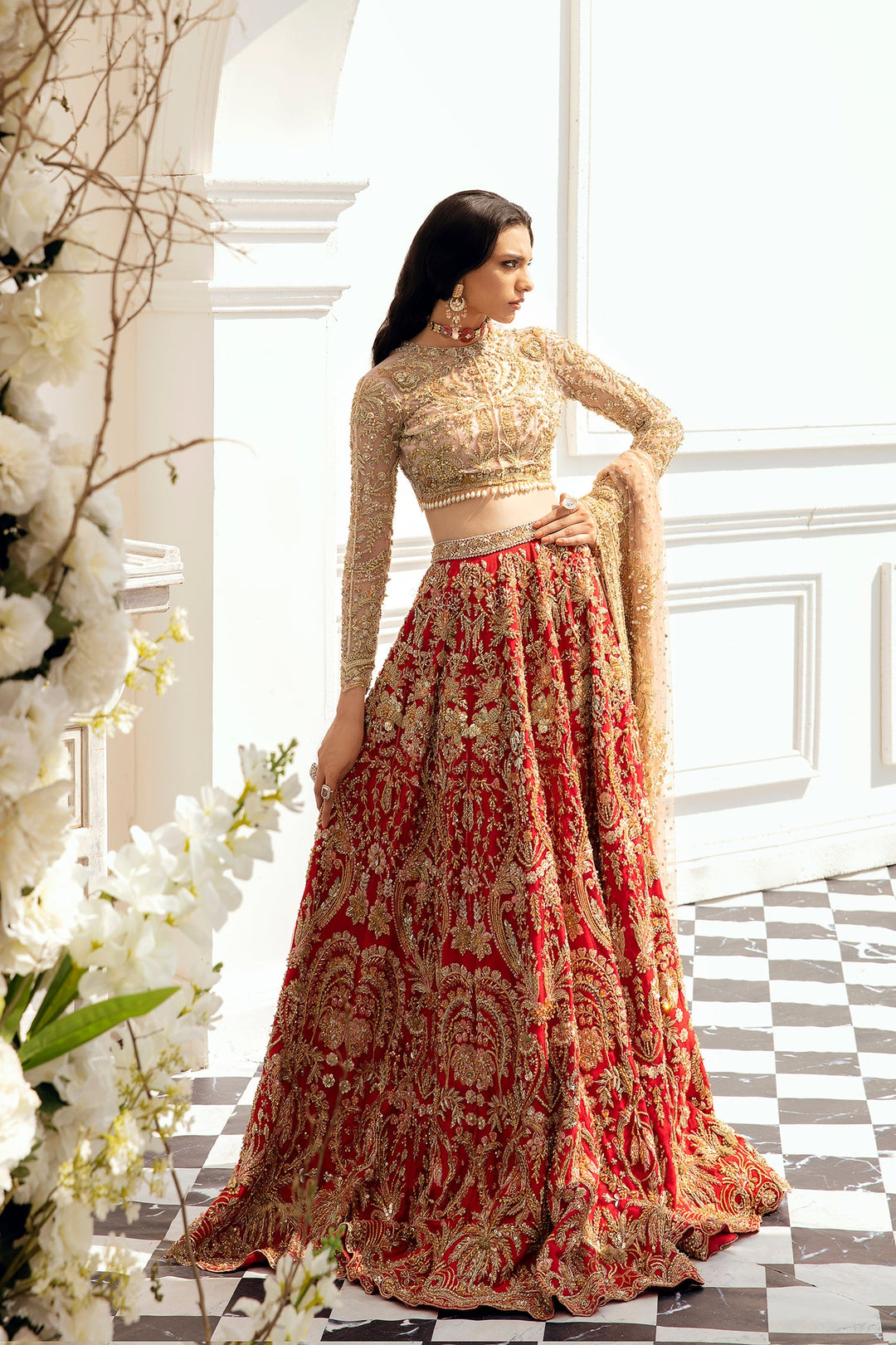 Regal Royal Red Pakistani Bridal Dress for Weddings