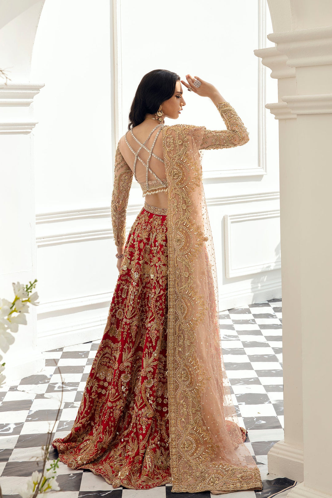 Regal Royal Red Pakistani Bridal Dress for Weddings