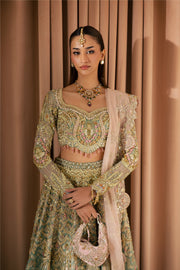 Pastel Pakistani Bridal Dress with Embroidery and Sheer Dupatta