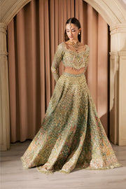 Pastel Pakistani Bridal Dress with Embroidery and Sheer Dupatta