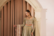 Pastel Pakistani Bridal Dress with Embroidery and Sheer Dupatta