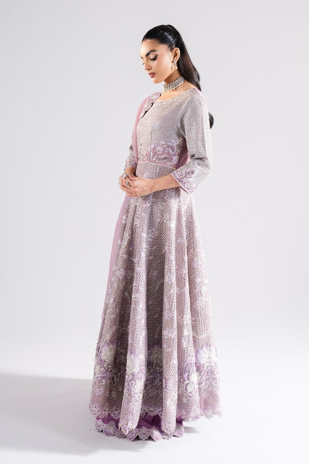 Lavender Luxury Organza Ensemble Pakistani Party Dress
