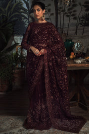 Elegant Carmine Sequins Embroidered Net Dress