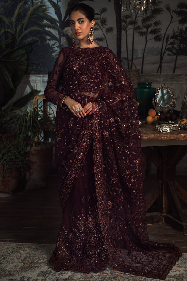 Elegant Carmine Sequins Embroidered Net Dress