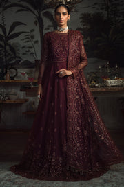 Elegant Carmine Sequins Embroidered Net Dress