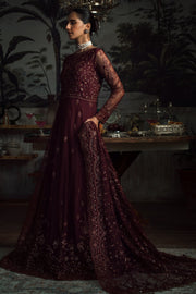 Elegant Carmine Sequins Embroidered Net Dress