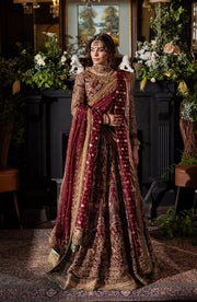 Gorgeous Maroon Pakistani Bridal Lehenga Set with Dupatta