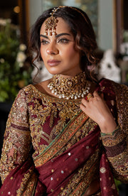 Gorgeous Maroon Pakistani Bridal Lehenga Set with Dupatta