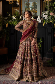 Gorgeous Maroon Pakistani Bridal Lehenga Set with Dupatta