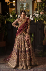 Gorgeous Maroon Pakistani Bridal Lehenga Set with Dupatta