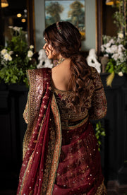 Gorgeous Maroon Pakistani Bridal Lehenga Set with Dupatta
