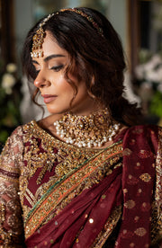 Gorgeous Maroon Pakistani Bridal Lehenga Set with Dupatta