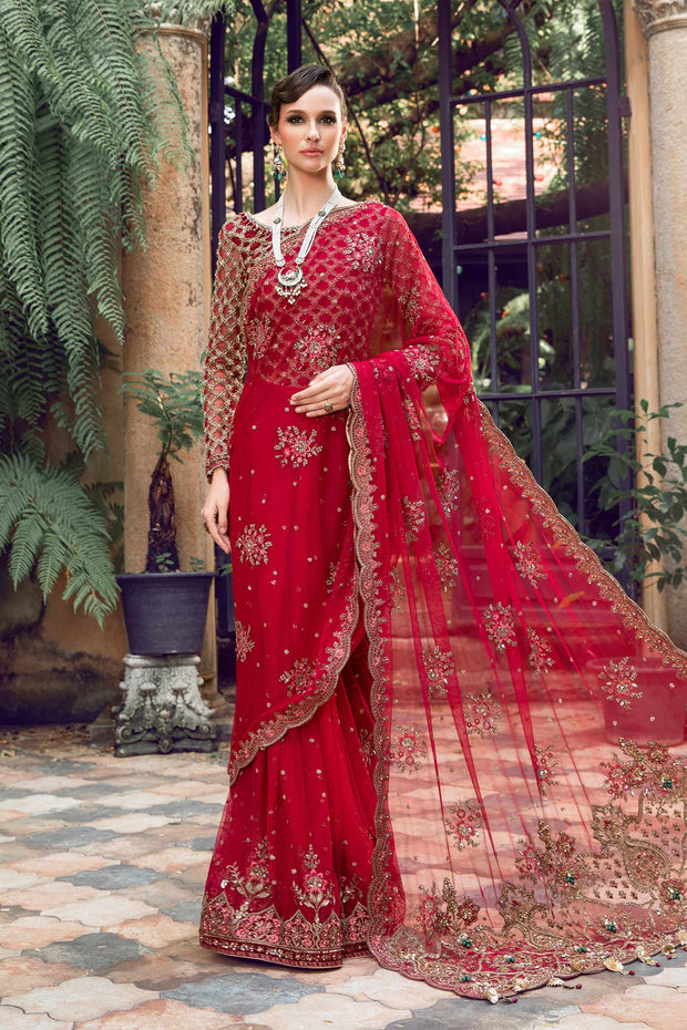 Premium Pakistani Wedding Wear in Red Fabric Details Blouse Color