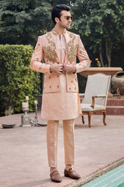 Dusky Pink Pure Silk Wedding Sherwani for Elegant Occasions