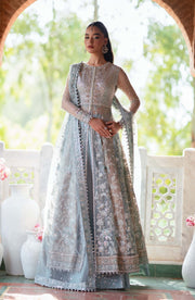 Blue Embroidered Bridal Dress With Dupatta