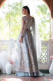 Blue Embroidered Bridal Dress With Dupatta