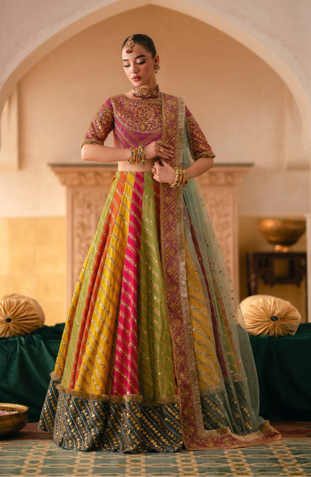 Multi-Hued Embroidered Lehenga Choli With Dupatta