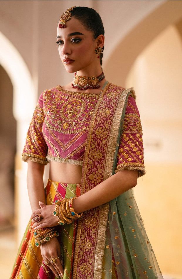 Multi-Hued Embroidered Lehenga Choli With Dupatta