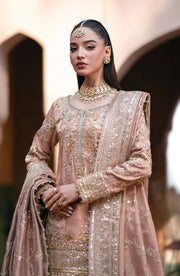 Gold Embroidered Gharara Bridal Outfit With Dupatta