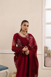 Maroon Embroidered Organza Ensemble With Dupatta Pakistani Dress