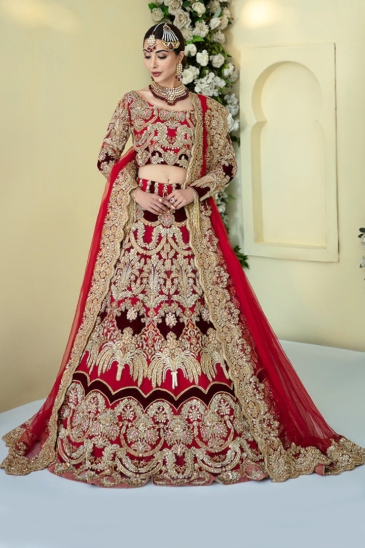 Regal Red Pakistani Bridal Dress with Luxurious Embellishments
