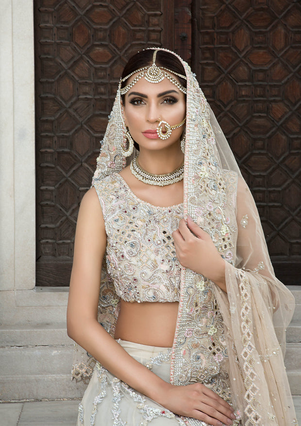 Exquisite Pakistani Bridal Dress in Heavily Embellished Silk