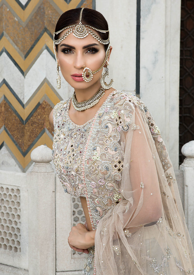 Exquisite Pakistani Bridal Dress in Heavily Embellished Silk
