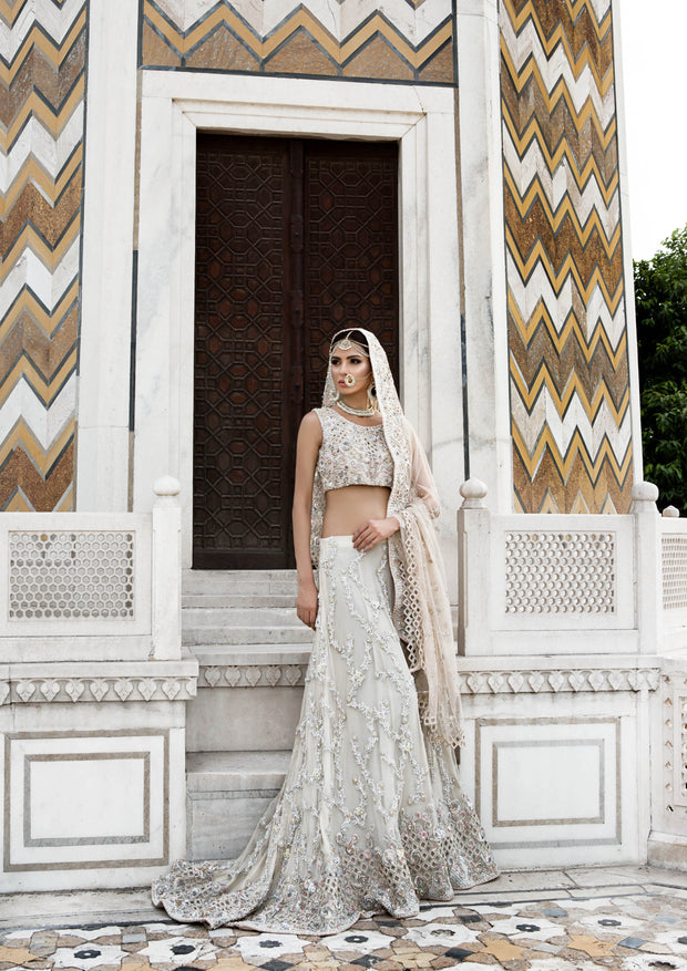 Exquisite Pakistani Bridal Dress in Heavily Embellished Silk