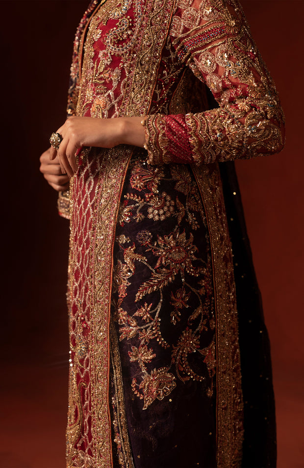 Regal Red Pakistani Bridal Dress with Azaar Pants
