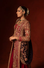 Regal Red Pakistani Bridal Dress with Azaar Pants