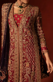 Regal Red Pakistani Bridal Dress with Azaar Pants