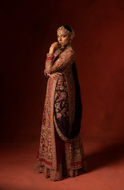 Regal Red Pakistani Bridal Dress with Azaar Pants