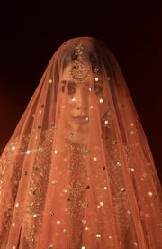 Rust Orange Pishwas with Jamawar Lehenga - Pakistani Bridal Dress