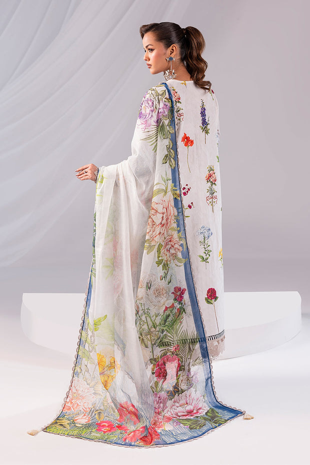 Off White Embroidered Net Dress Set