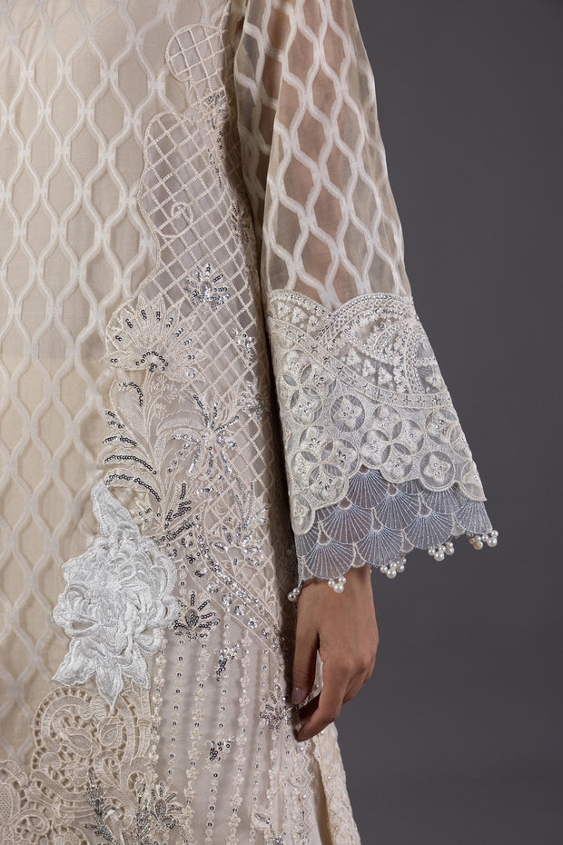 Sana Safinaz Stitched Organza Embroidered Shirt + Culotte+