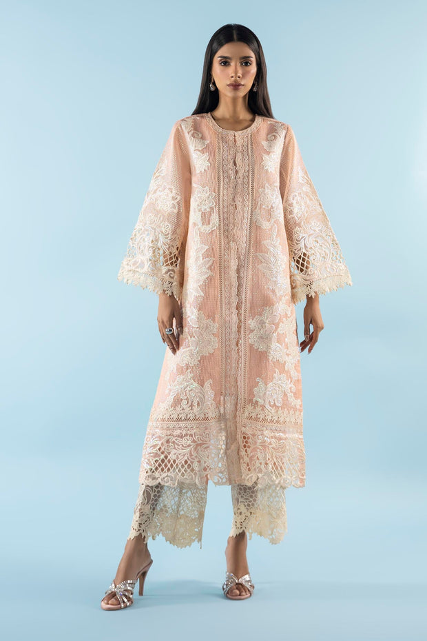 Sana Safinaz Elegant Peach Organza Pakistani Dresses