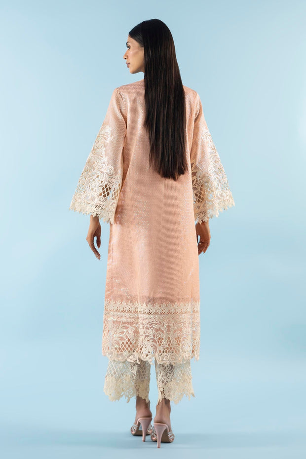 Sana Safinaz Elegant Peach Organza Pakistani Dresses