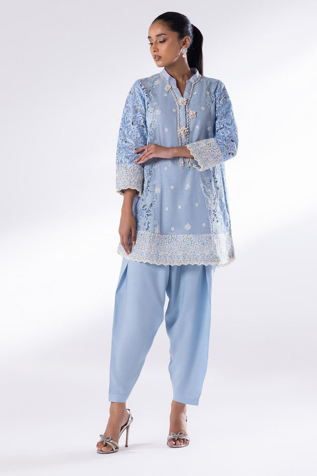 Sana Safinaz Elegant Blue Blended Cotton Pakistani Dresses