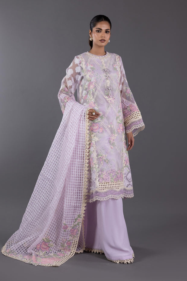 Sana Safinaz Stitched Organza Embroidered Shirt + Plazo +