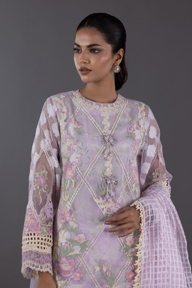 Sana Safinaz Stitched Organza Embroidered Shirt + Plazo +