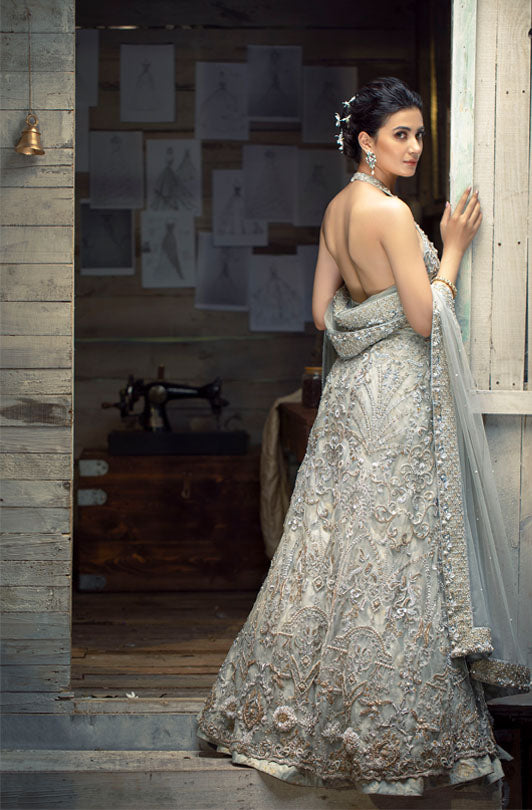 Pakistani Designer Bridal Dress in Opulent Sheer Fabric