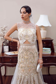 Stunning Off-White Pakistani Bridal Dress with Embroidery