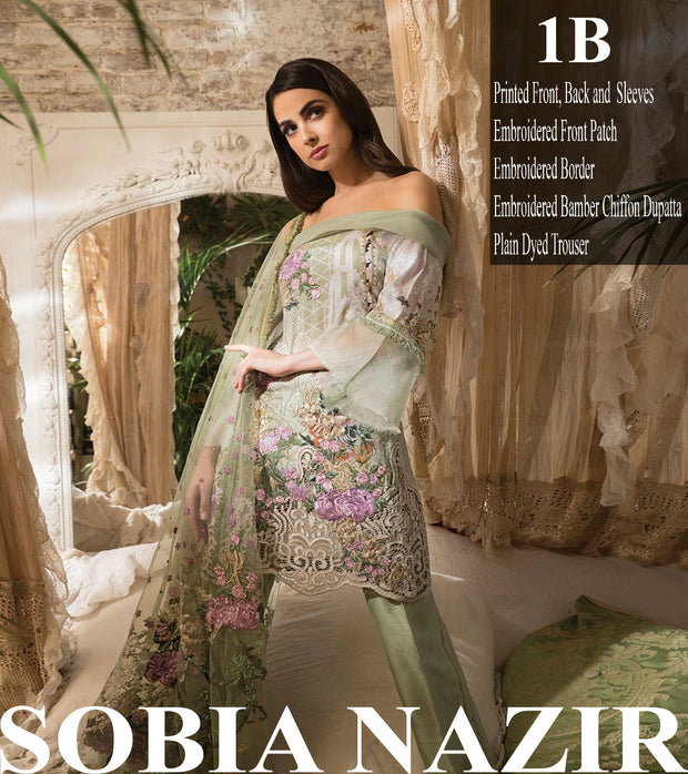 Beutifull lawn dress by sobia nazir in mint green  color Model # L 1208