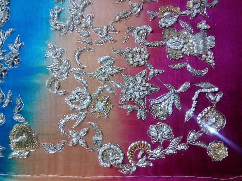 Stylish Wedding Dress In Turquoise Color.Work Embellished With Dabka Nagh Zari Crystal and Stone  Work.