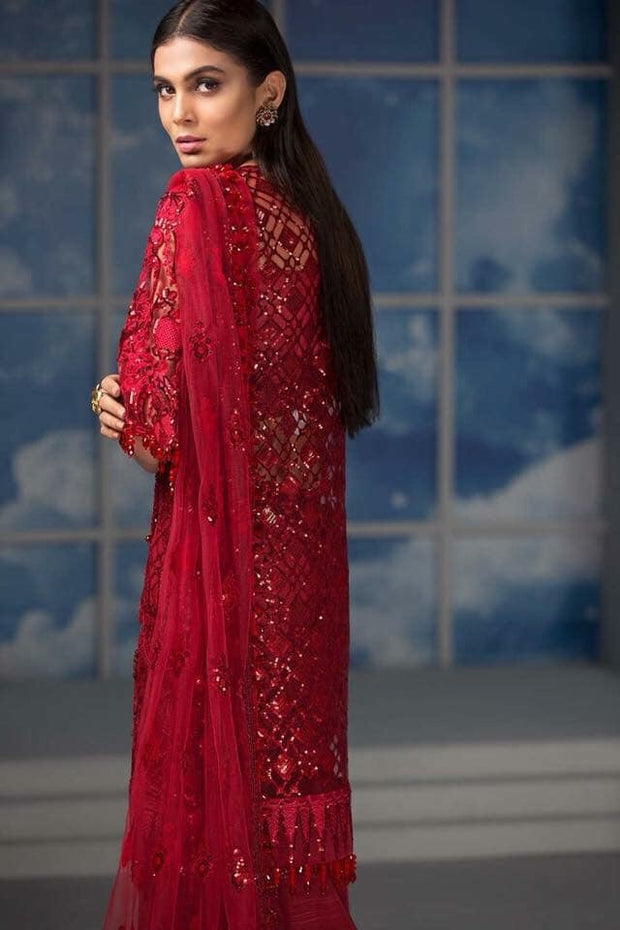 Fancy Designer Dress In Beautifull Red Color.Work Embellished With Sequance Threads And Threads Embroidery.